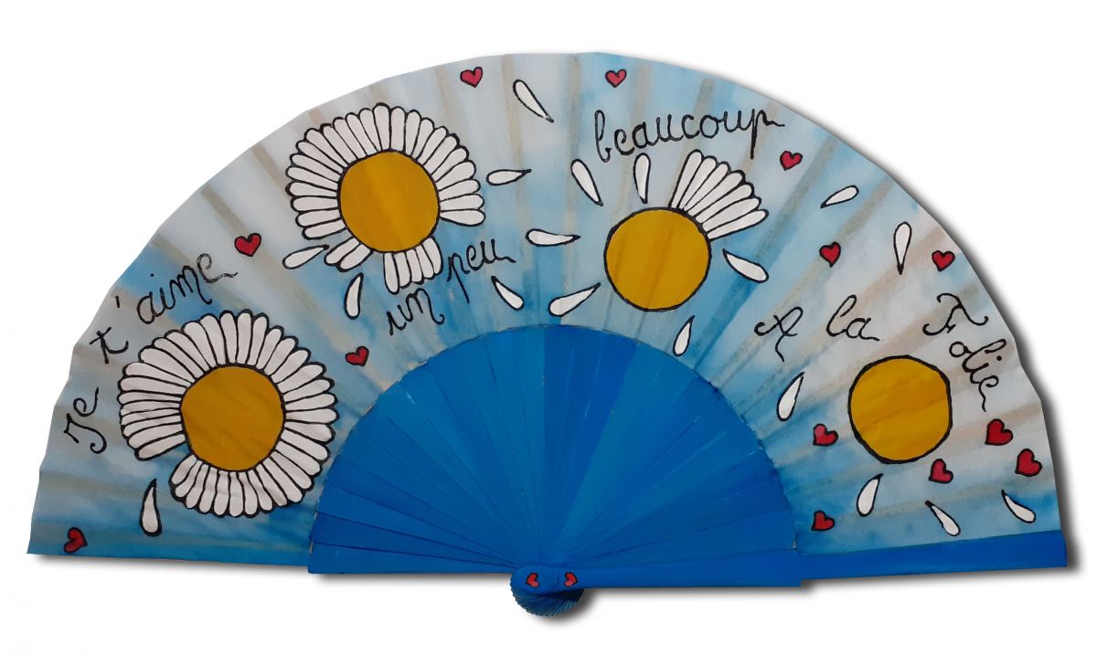 A beautiful hand drawn and painted silk fan for a perfect "Love me" day