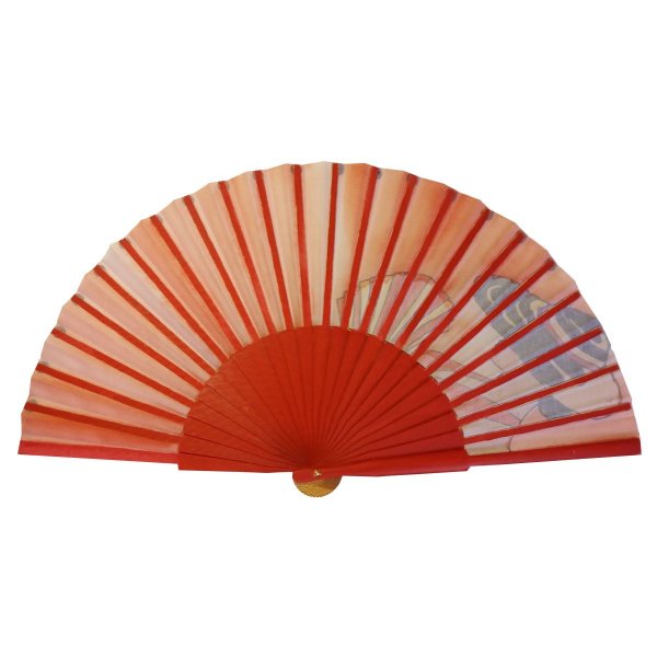 Hand drawn and painted satin fan "Cordoba