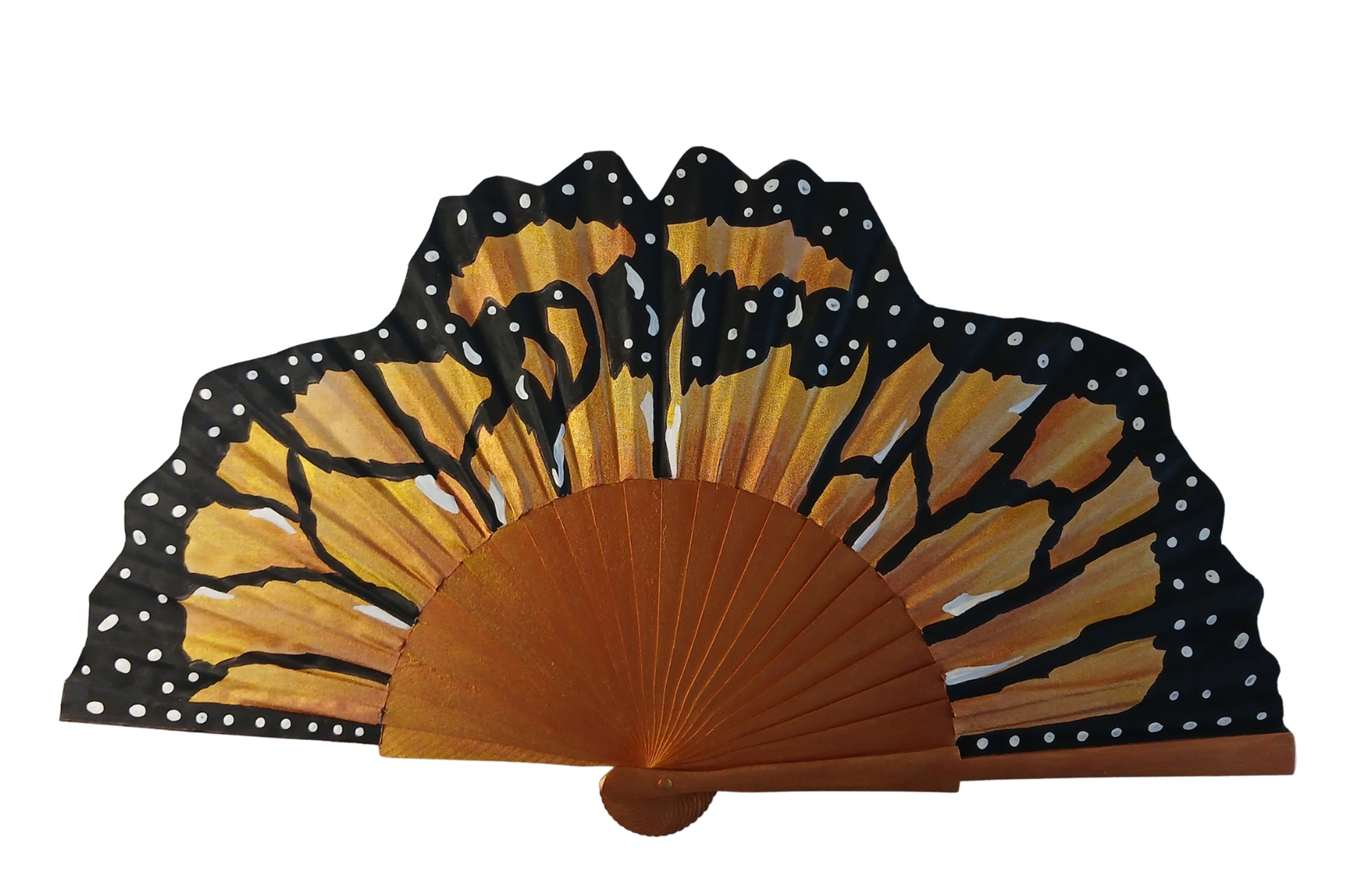 Eventail en coton peint &agrave; la main. "Murmure"