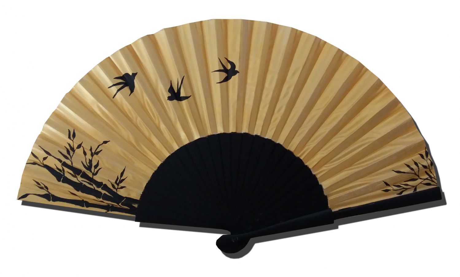 Hand drawn and painted satin fan "Liberty