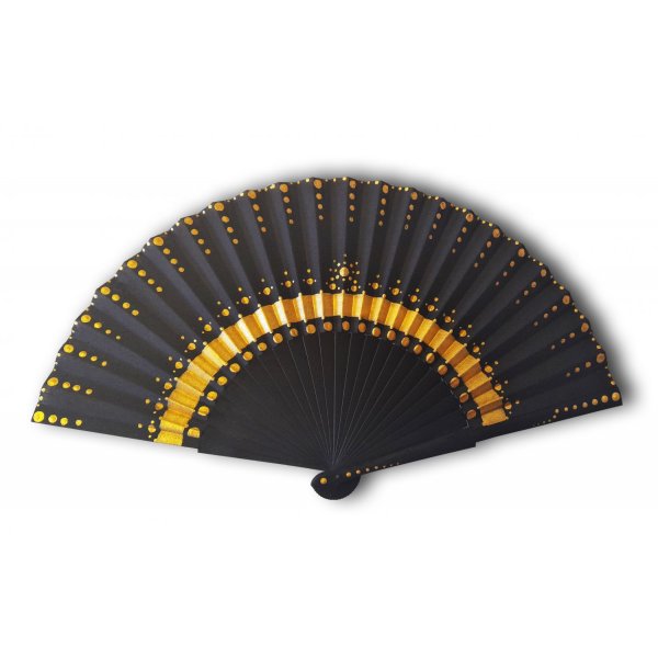 Hand drawn and painted satin fan "Galaxy