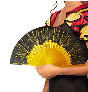 Hand-drawn and hand-painted satin fan "Soirée d'or