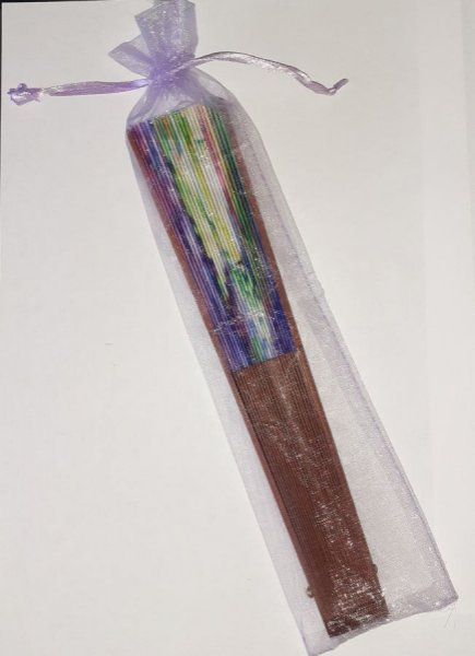 Hand drawn and painted satin fan "Aurora