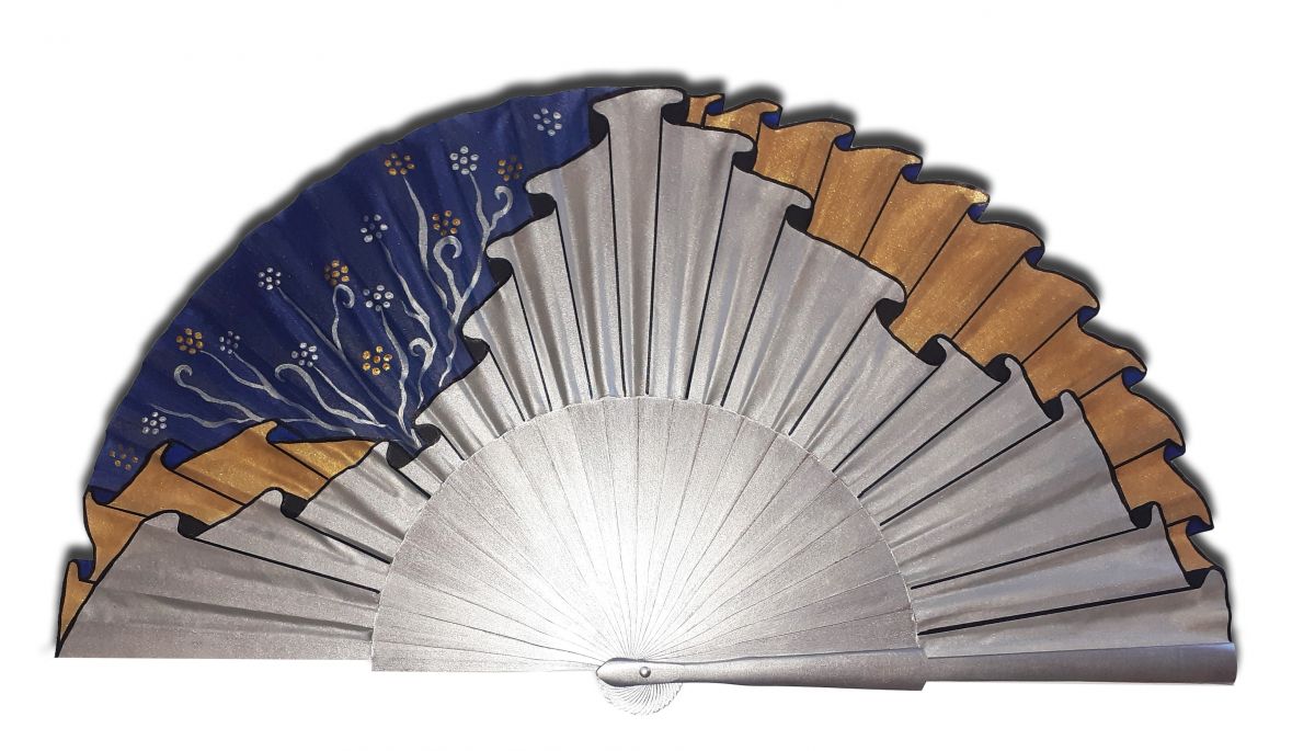 Hand-painted cotton sateen fan "Draped Icecool