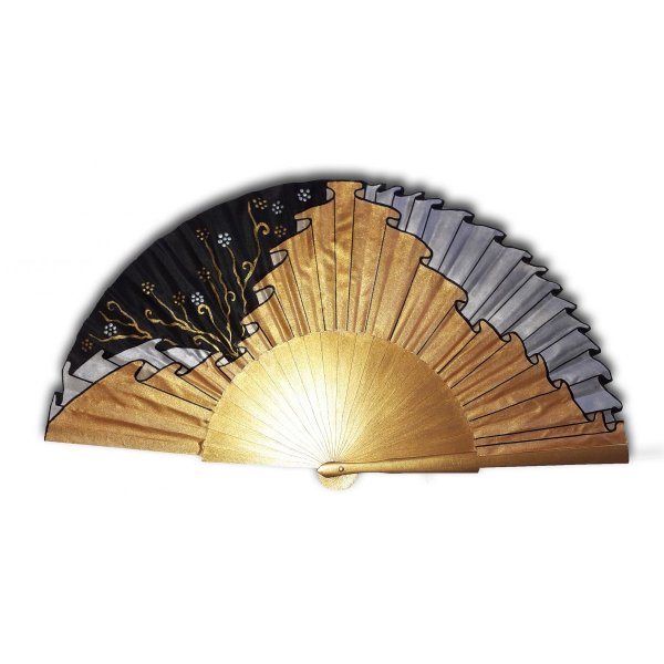 Hand painted cotton satin fan "Draped of the Orient