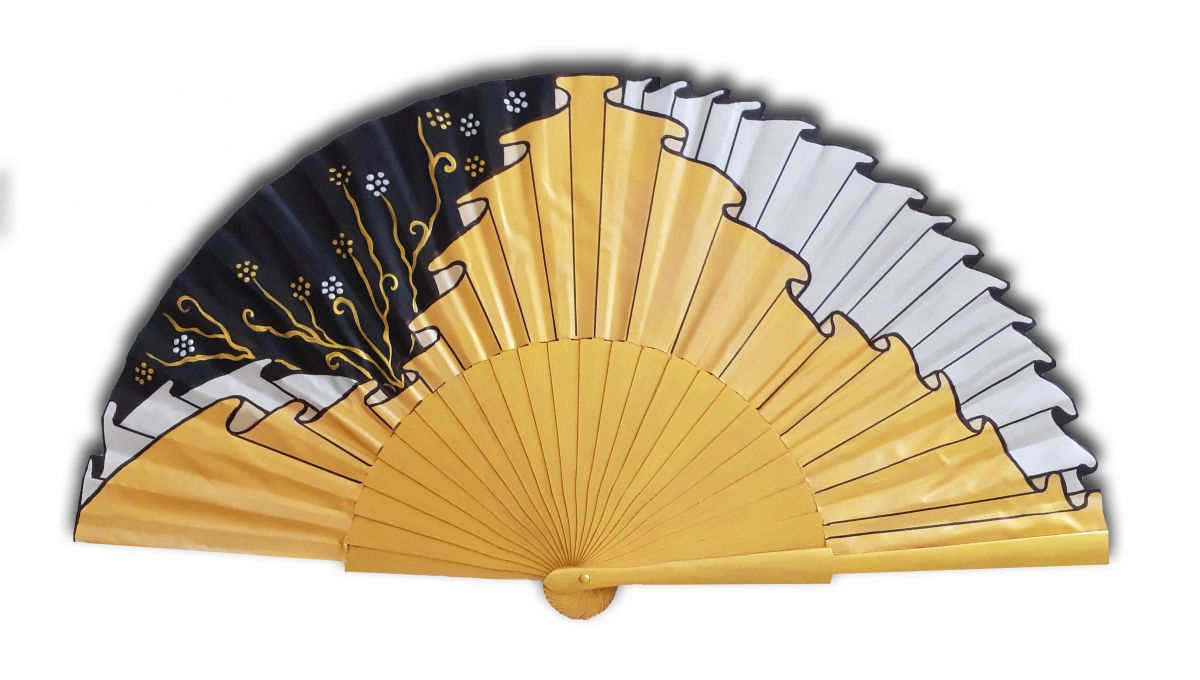 Hand painted cotton satin fan "Draped of the Orient