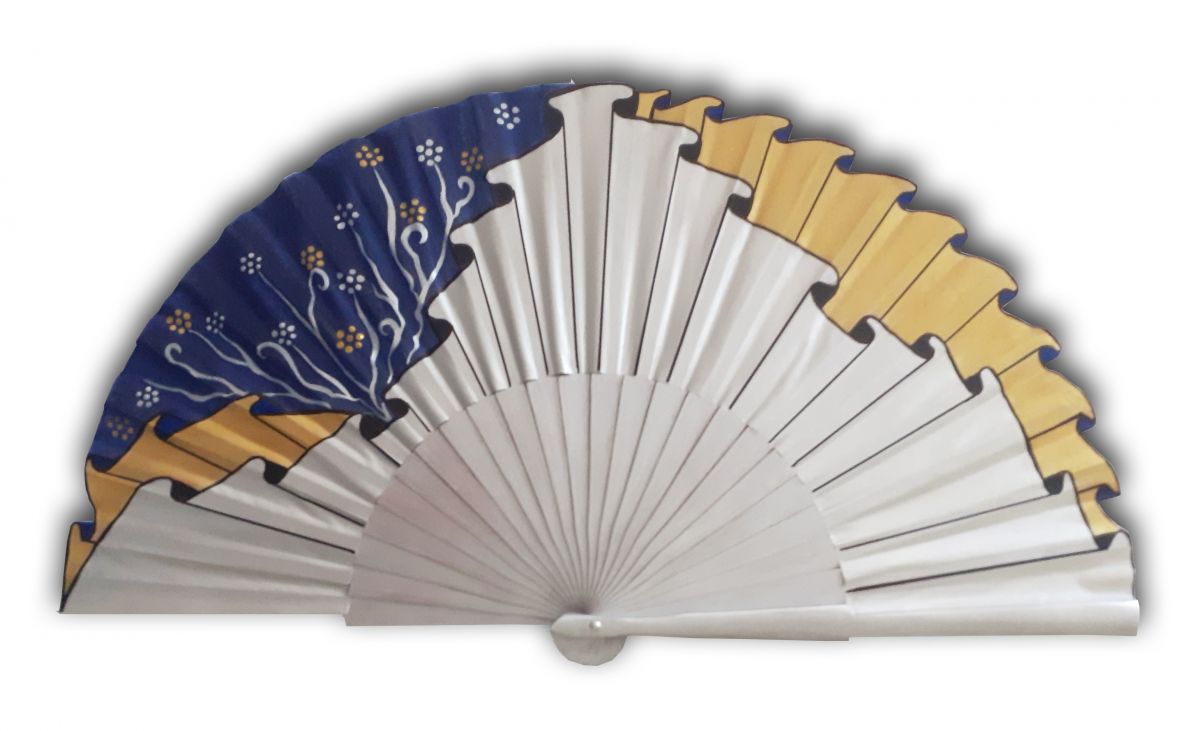 Hand-painted cotton sateen fan "Draped Icecool