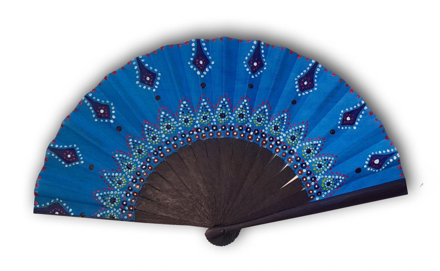 Unisex hand painted cotton fan. "Southern Mandala" 19cm