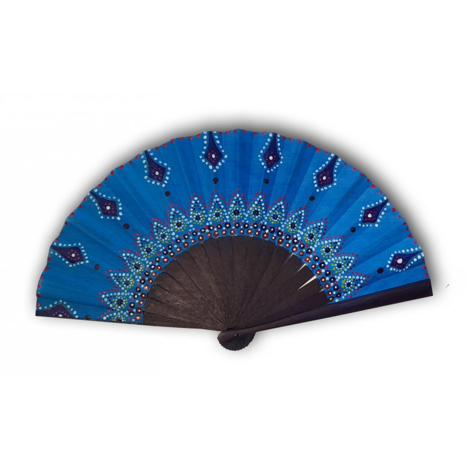 Unisex hand painted cotton fan. "Southern Mandala" 19cm