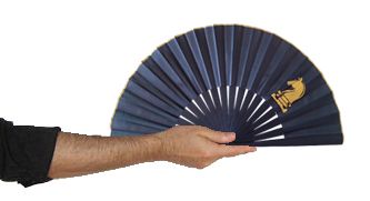 Unisex hand painted cotton fan. "Rider" 19cm