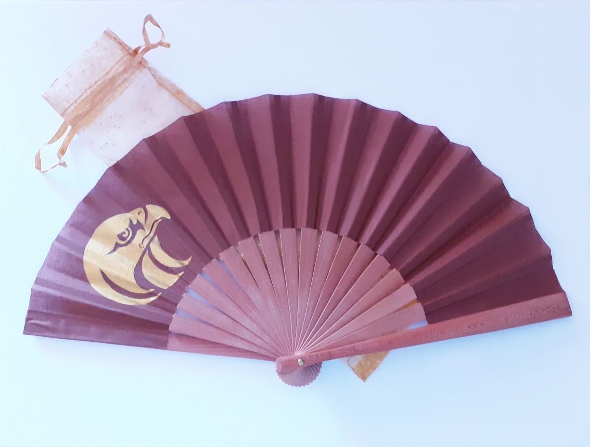 Unisex hand painted cotton fan. "Emirates" 19cm