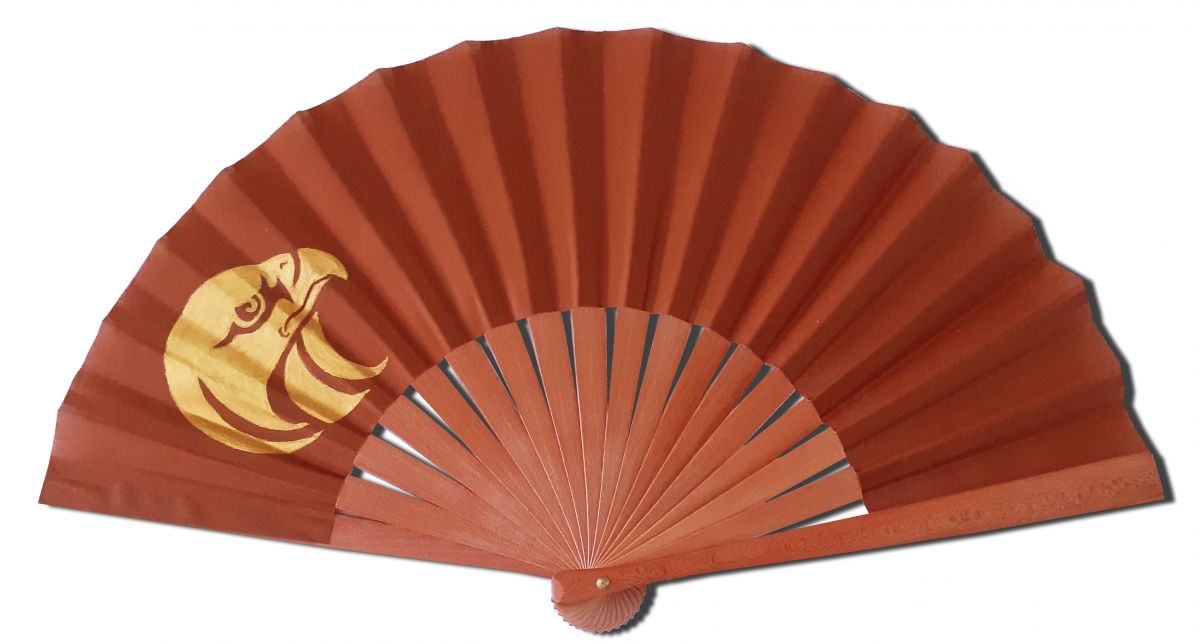 Unisex hand painted cotton fan. "Emirates" 19cm