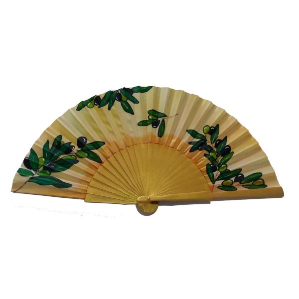 Hand drawn and painted satin fan "Oliva de Valencia