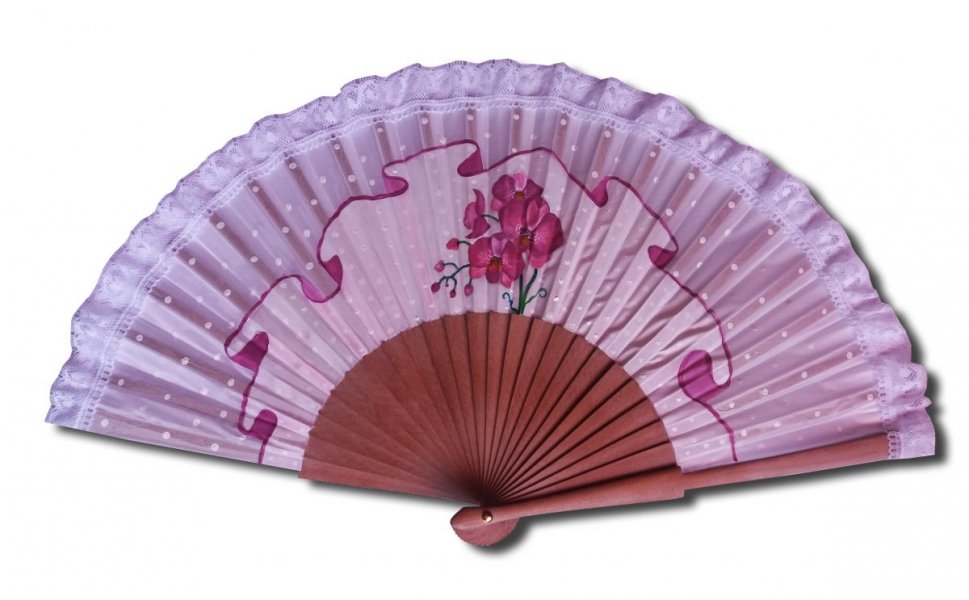 A super fan drawn and painted by hand, customized with a lace "The Orchid".