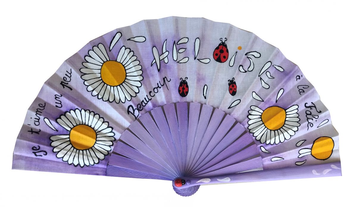 My first hand drawn and painted cotton fan to personalize