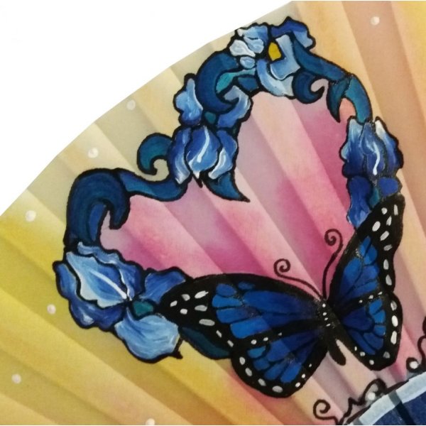 Hand drawn and painted satin fan "Valentine
