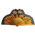 Hand-drawn and hand-painted cotton satin fan 'Ailes du soir