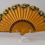 Hand drawn and painted satin fan 'Flamenco