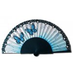 Hand drawn and painted satin fan 'Monarques