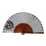 Fleur de mon coeur, éventail en satin dessiné et peint à la main 