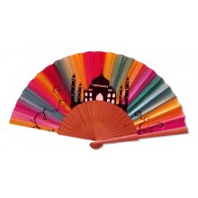 Hand drawn and painted cotton fan 'AGRA