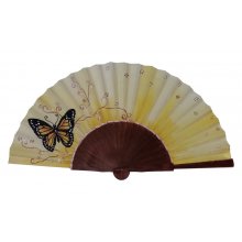 Hand drawn and painted satin fan 'Butterfly