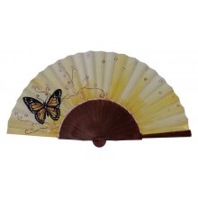 Hand drawn and painted satin fan "Butterfly