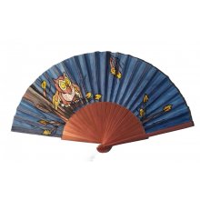 Hand drawn and painted satin fan "C chouette