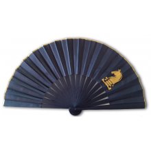 Unisex hand painted cotton fan. 'Rider' 19cm