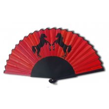 Hand drawn and hand painted cotton satin fan "My lucky horse". Collection 2021