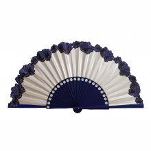Hand drawn and painted cotton satin fan "Flamenca