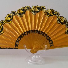 Hand drawn and painted satin fan 'Flamenco