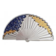 Hand-painted cotton sateen fan 'Draped Icecool