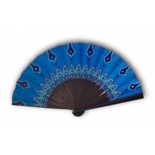 Unisex hand painted cotton fan. 'Southern Mandala' 19cm