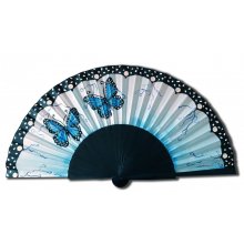 Hand drawn and painted satin fan 'Monarques