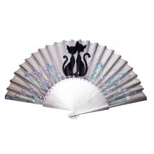 Hand drawn and painted satin fan "Printemps des charmes