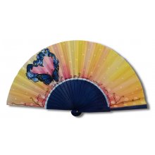 Hand drawn and painted satin fan "Valentine