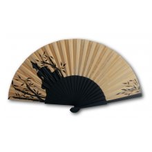 Hand drawn and painted satin fan "ZEN