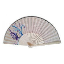 Beautiful fan in satin cotton entirely hand painted "Mexican Amate".