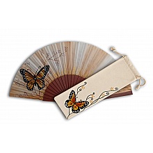 Eventail en satin dessin&eacute; et peint &agrave; la main "papi or"