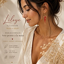 Boucles d oreilles trés légères en soie peinte recto verso