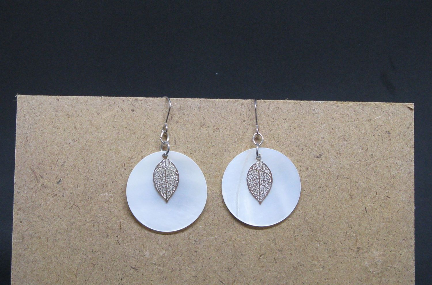 Earrings Leaf on Pearl, Unique Creation