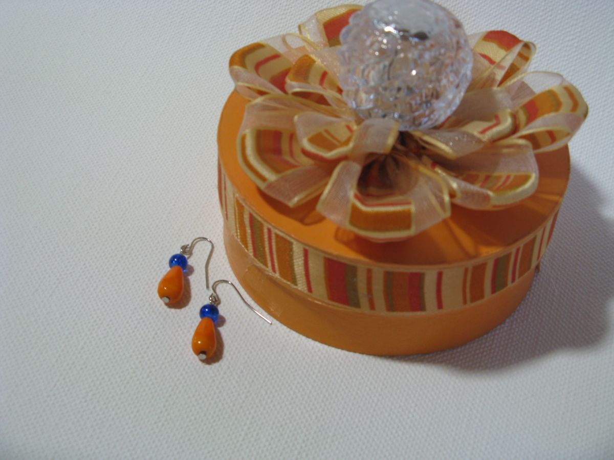 Orange and dark blue earrings