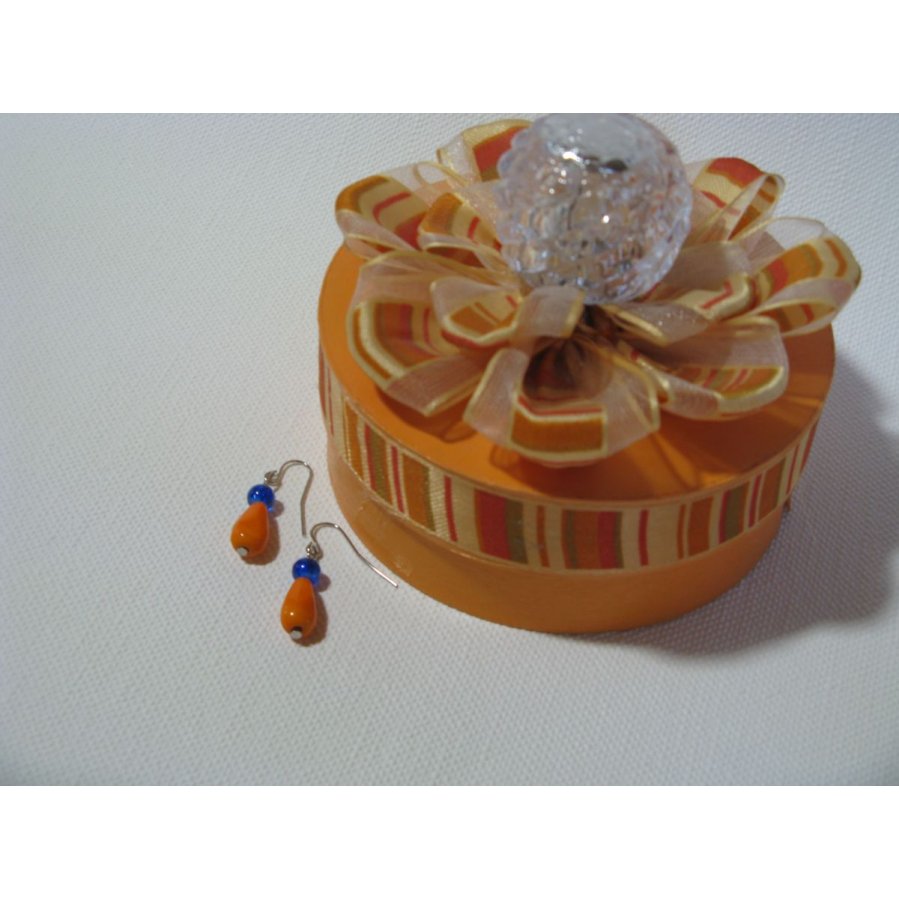 Orange and dark blue earrings