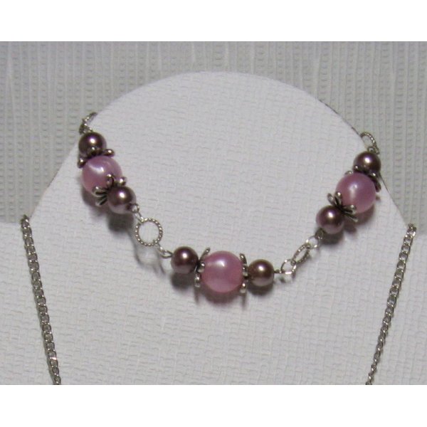 bracelet shabby chic powder pink and marron glacé