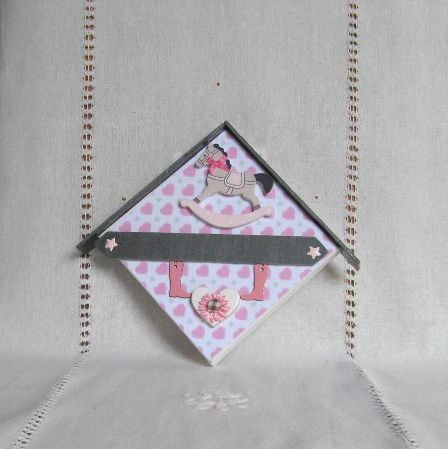 Pink Door Plaque Frame for Girl's Room, Unique Custom Design