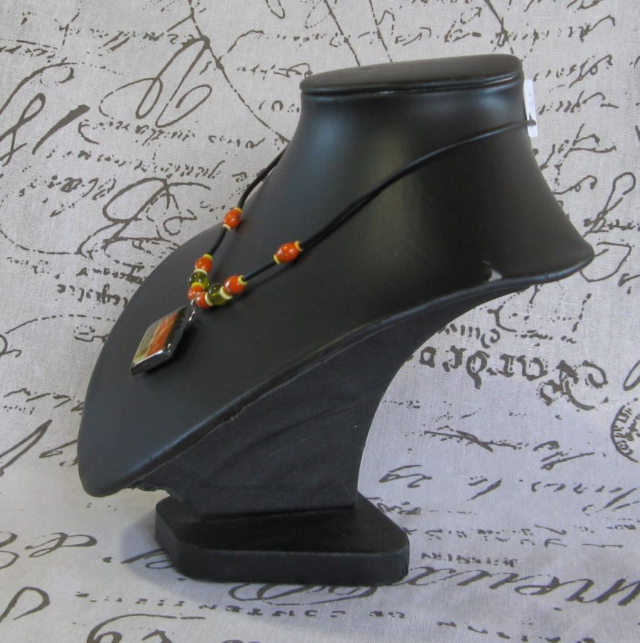 Orange and Green Slate Necklace for Women, Unique Creation