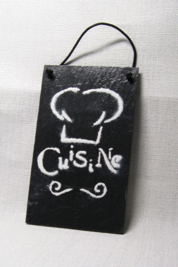 Plaque de Porte Déco "CUISINE" en Ardoise et Email, Création Originale