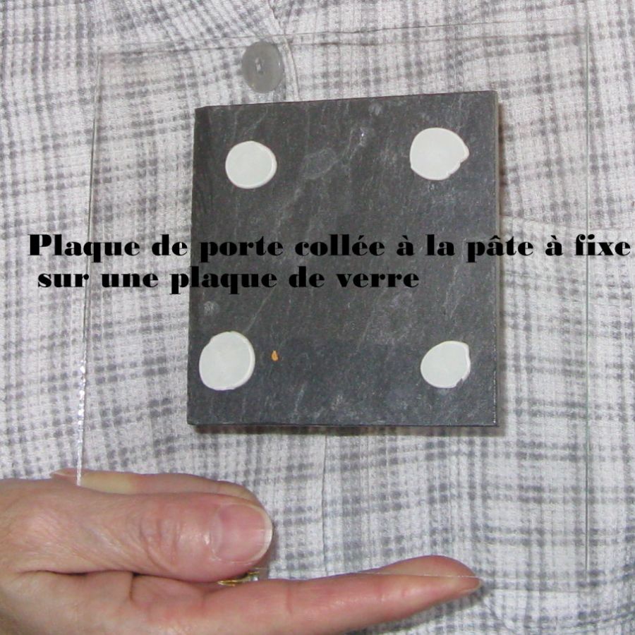 Door sign "Salle de Bain" in Enameled Slate, to put without hole, Original creation