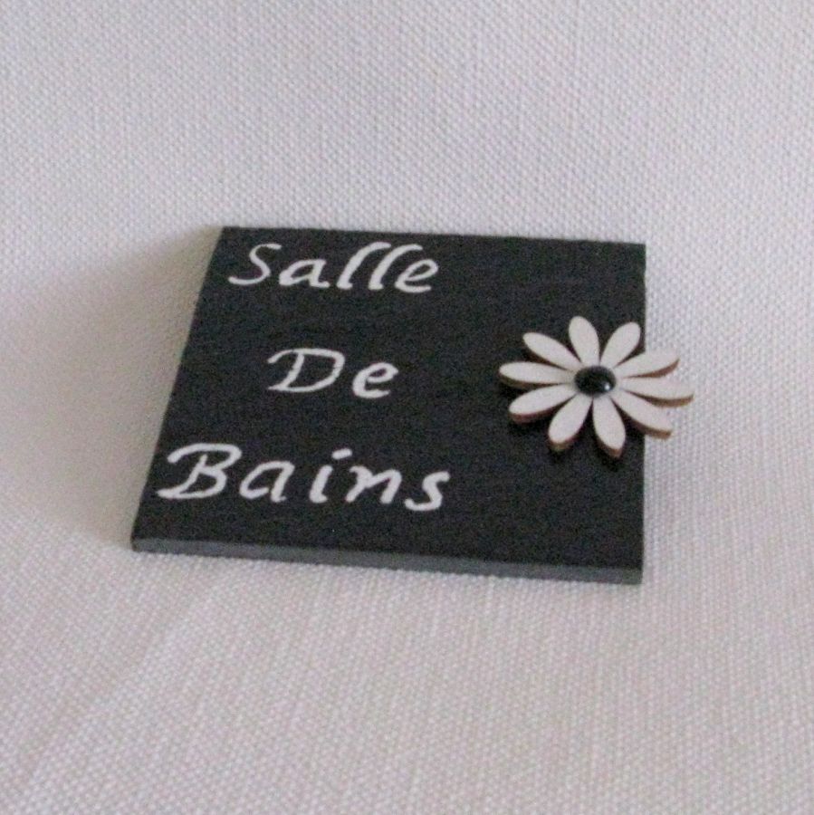 White Enameled Slate Bathroom Door Sign, Handmade Creation